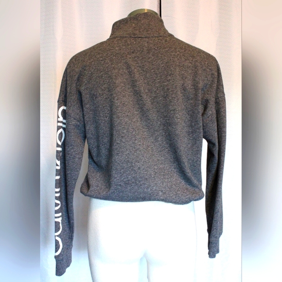Calvin Klein Grey Half-Zip Cropped Sweatshirt – Size S - Picture 3 of 5